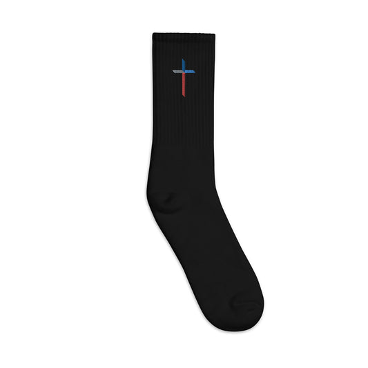 Walk With Him Black Embroidered socks