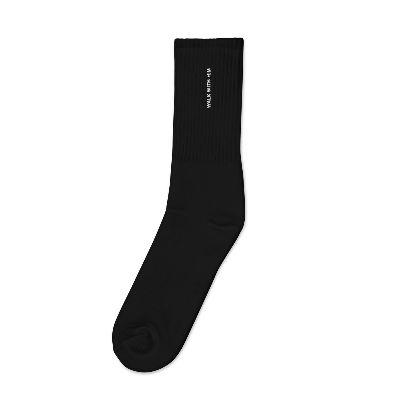 Walk With Him Black Embroidered socks